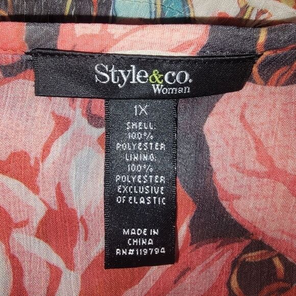 Style & Co floral studded bohemian peasant top size 1x - Picture 6 of 6